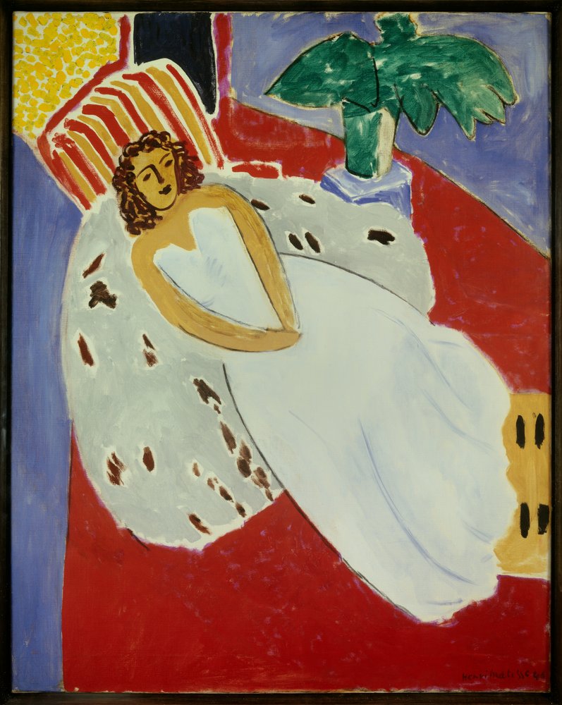 jeune fille en blanc fond rouge 1946 (olaj, vászon) alkotó: Henri Matisse