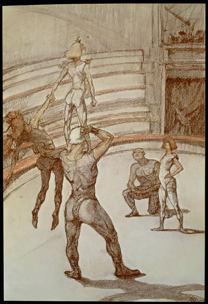 Akrobaták a cirkuszban alkotó: Henri de Toulouse-Lautrec