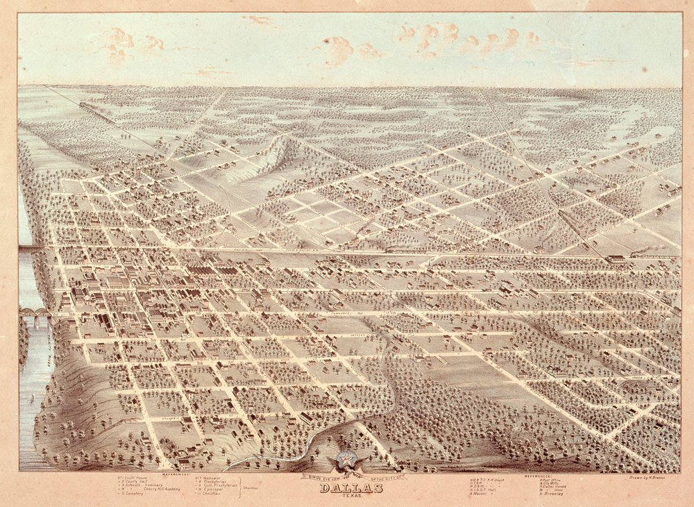 Dallas utcai térképe, Texas, 1872 alkotó: Herman attr. to Brosius