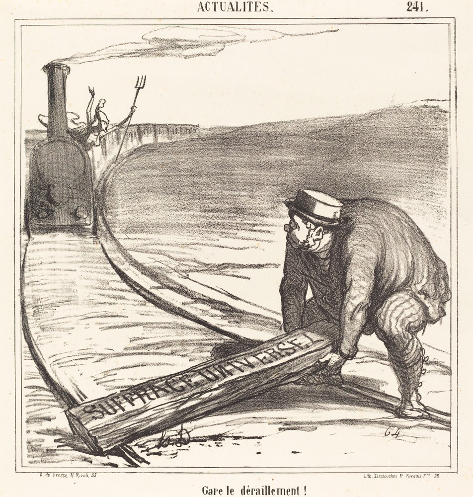 Állítsd meg a kisiklást! alkotó: Honoré Daumier