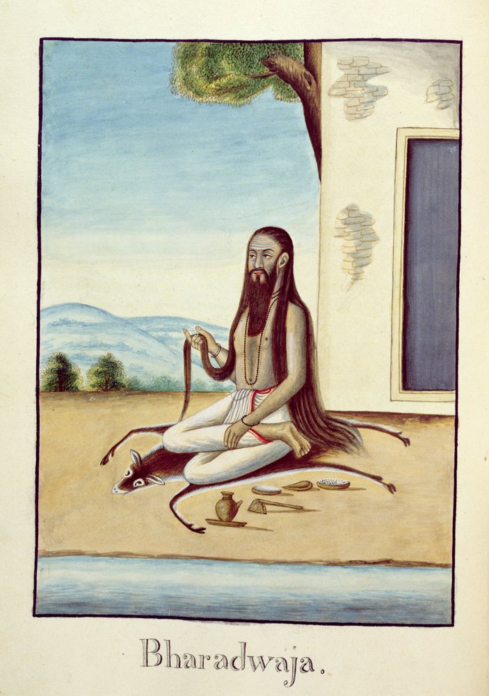 MSS EUR C 116/1 f.158 A bölcs, Bharadwaja az „Adhyatma Ramayana” hindu eposzból alkotó: Indian School