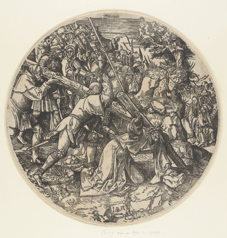 A kereszt hordozása The Round Passion (sorozat címe) alkotó: Jacob Cornelisz van Oostsanen