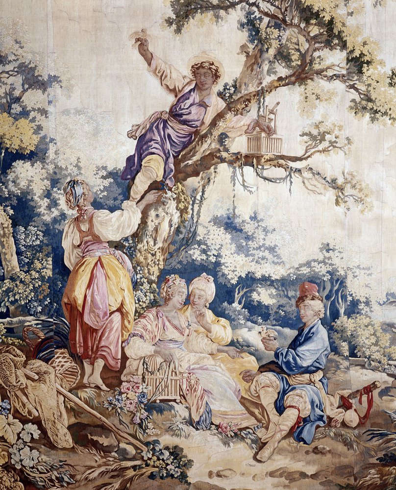 A szabadtéri bankett, függöny orosz játékok, a sátor és a szereplők részletei alkotó: Jean-Baptiste Le Prince