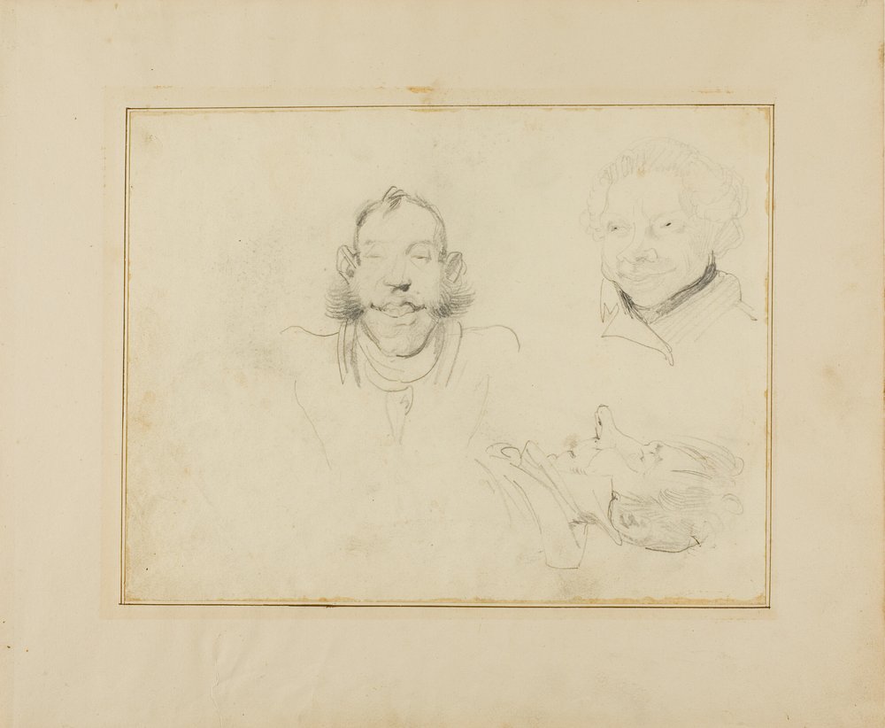 Három karikatúra fejekről alkotó: Jean Louis André Théodore Géricault