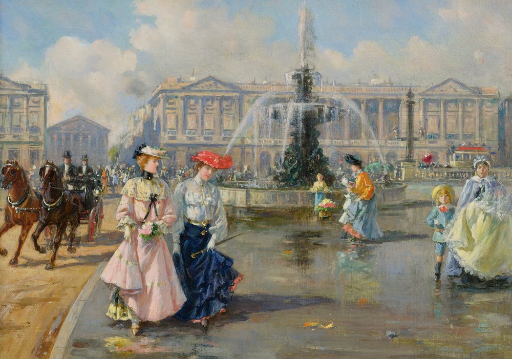 Place de la Concorde, 1872 körül (olaj, vászon) alkotó: Joaquín Pallarés Allustante