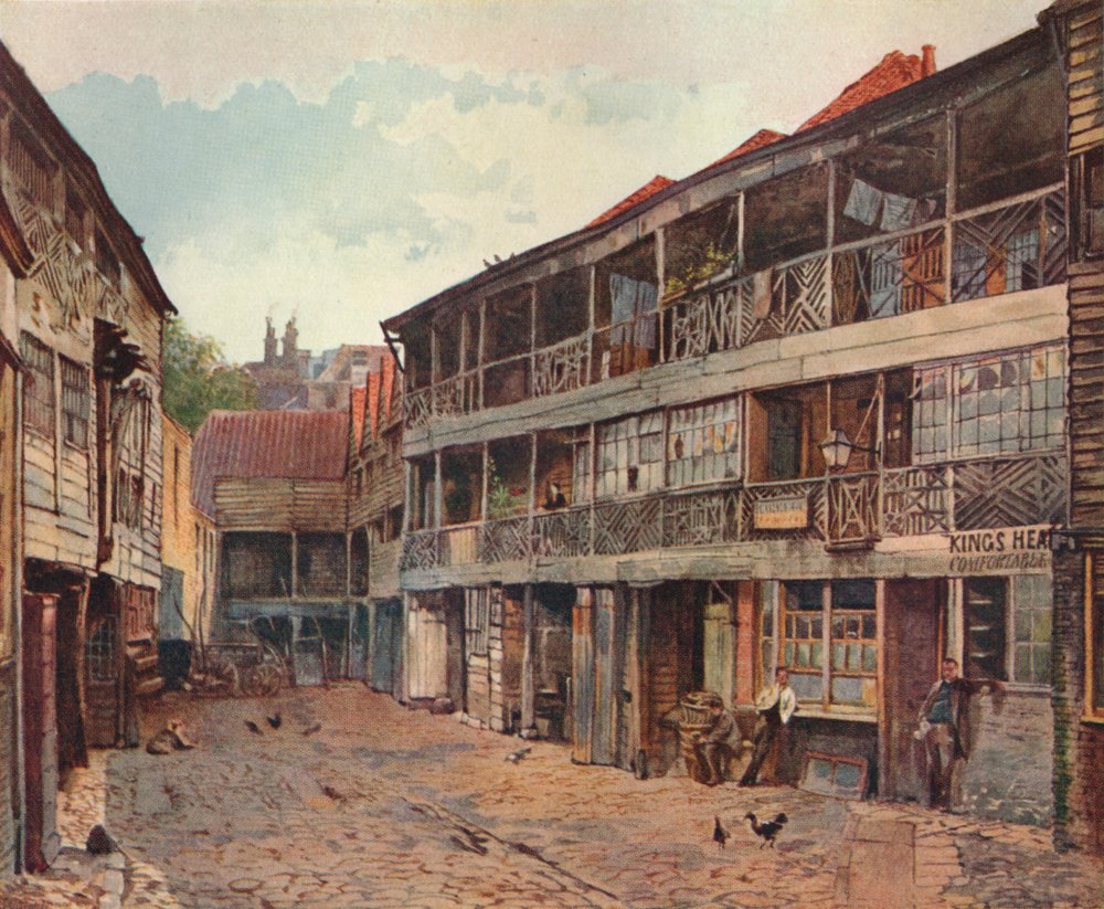 Kings Head Inn és Kings Head Inn Yard, Borough High Street, Southwark, London, 1879 alkotó: John Crowther