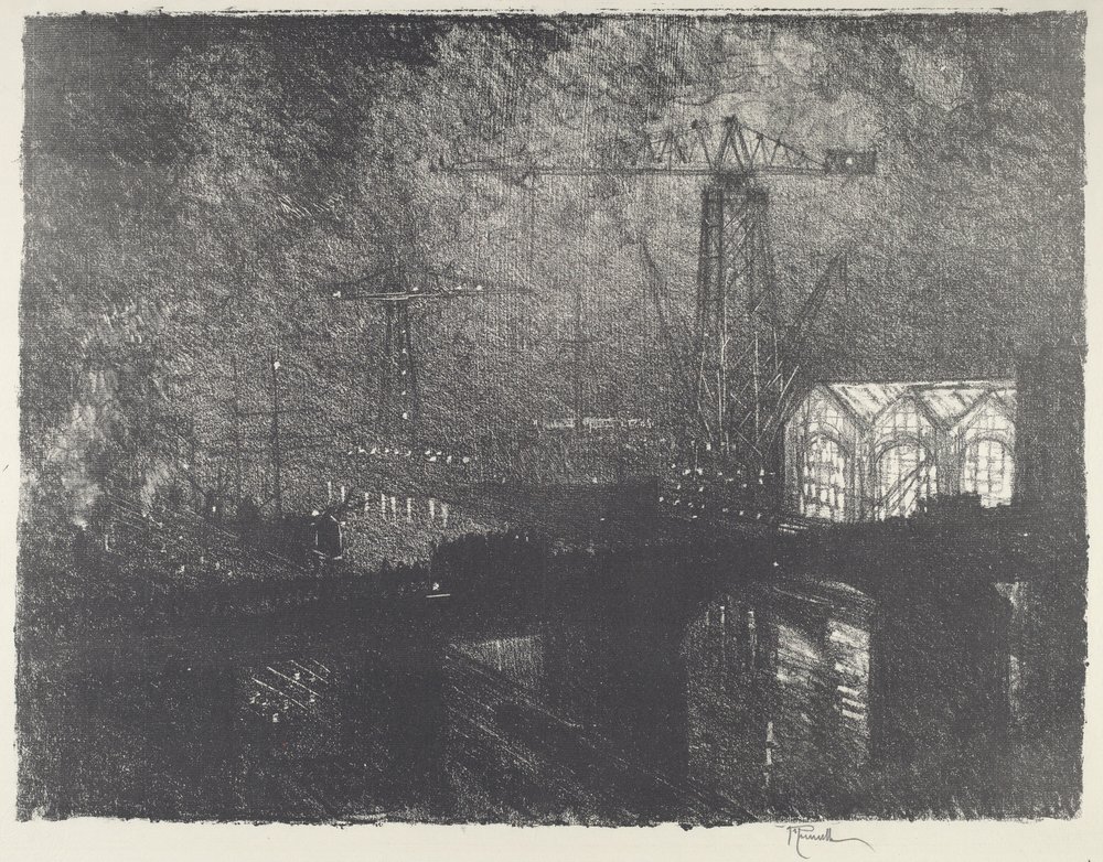 Az éjszakai boltok, Változó műszakok, 1916. alkotó: Joseph Pennell