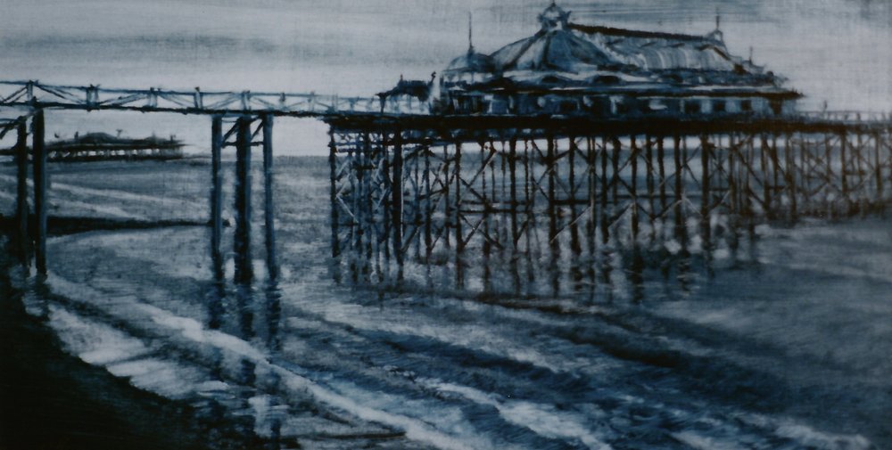 Old Pier Brighton 2001 (olaj, papír) mindkét móló Brighton alkotó: Lee Campbell