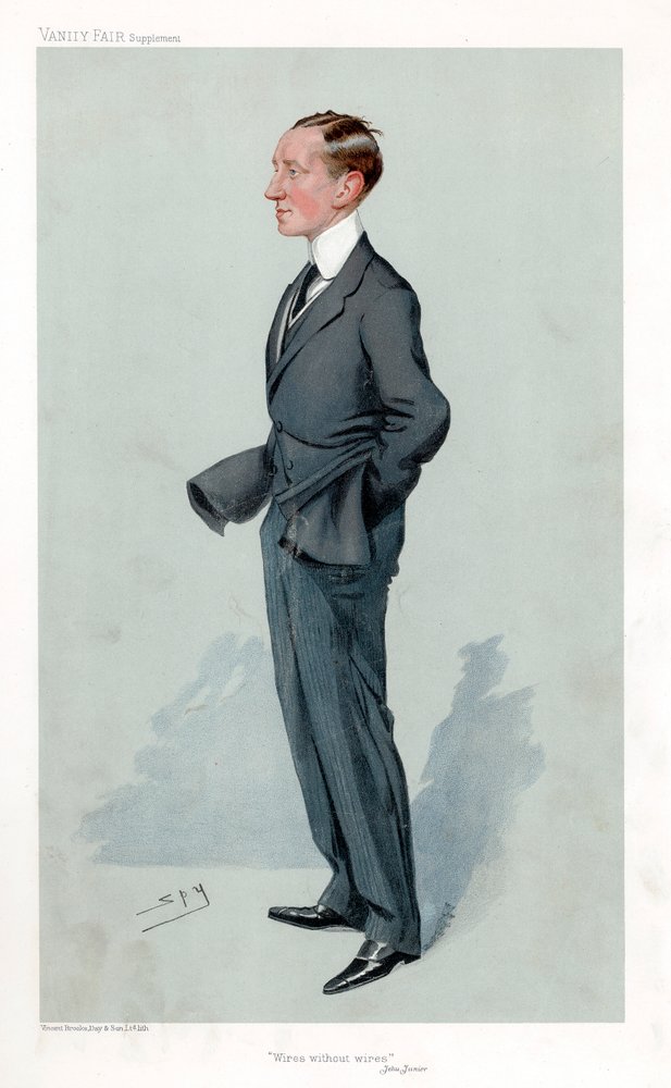 Guglielmo Marconi, olasz fizikus, feltaláló és a vezeték nélküli távírás úttörője alkotó: Leslie Matthew Ward