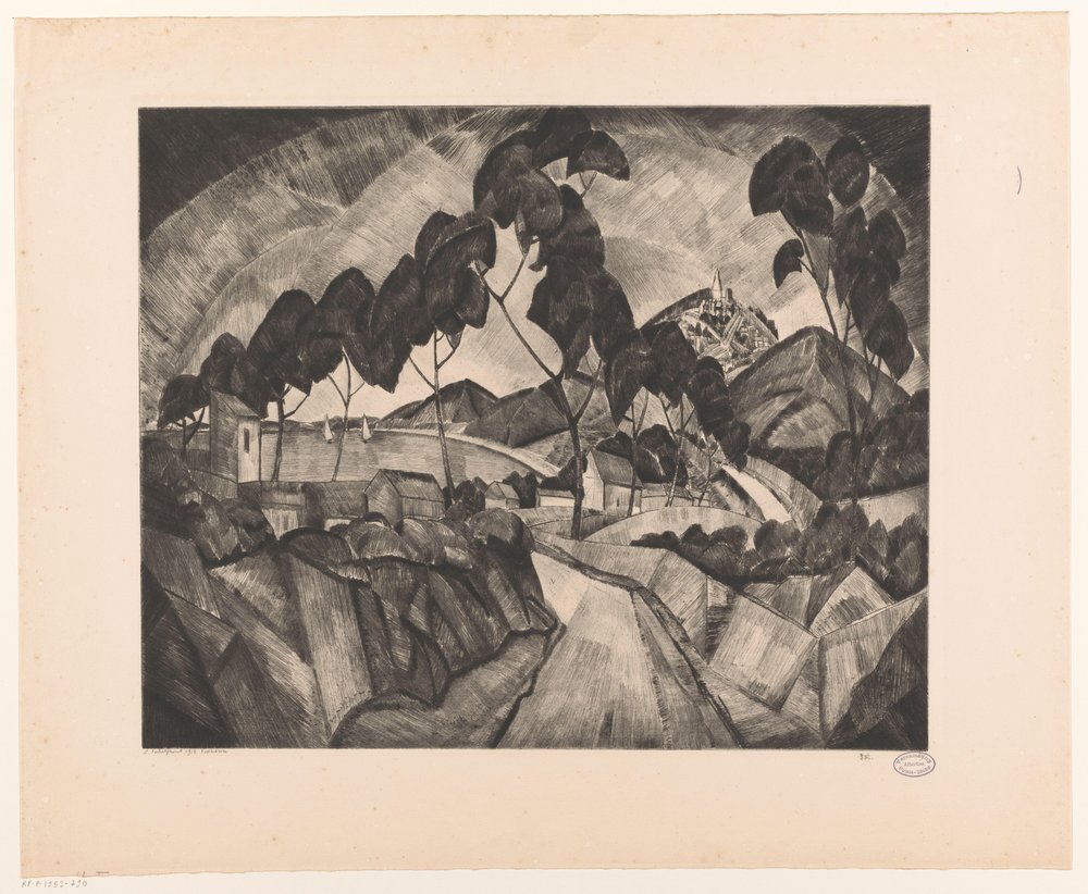 Dombos táj Provence-ban La Provence (eredeti cím a tárgyon) alkotó: Lodewijk Schelfhout (signed by artist)