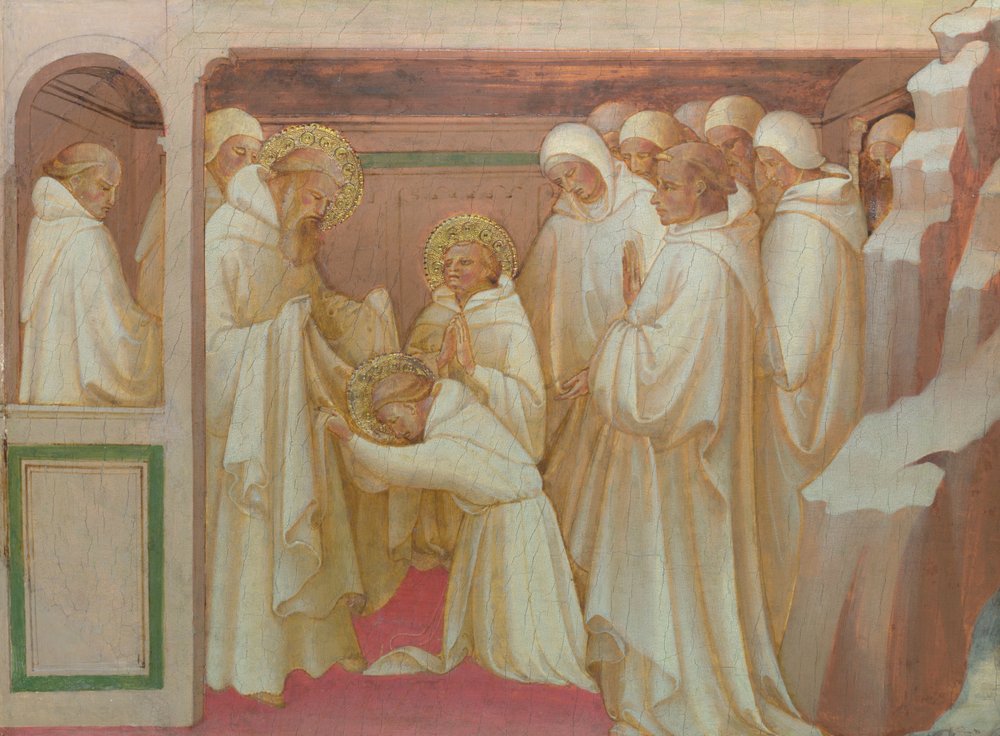 Szent Benedek szenteket fogad be a rendbe alkotó: Lorenzo Monaco