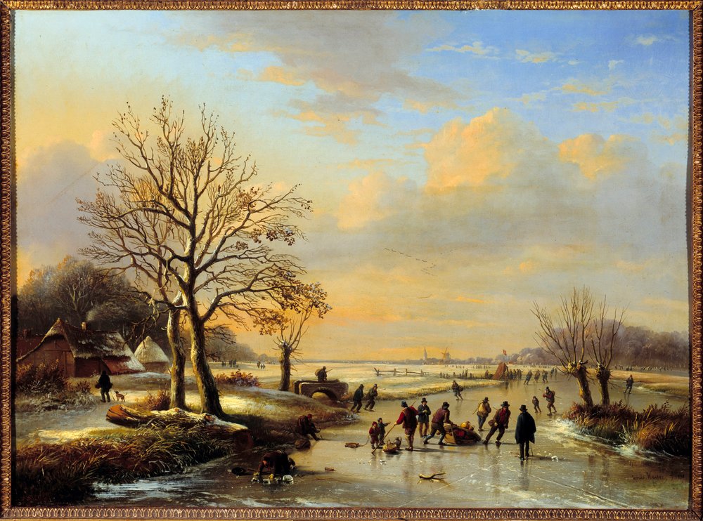 Korcsolyázók. Louis Verwee (1807-1877) festménye alkotó: Louis Verwee