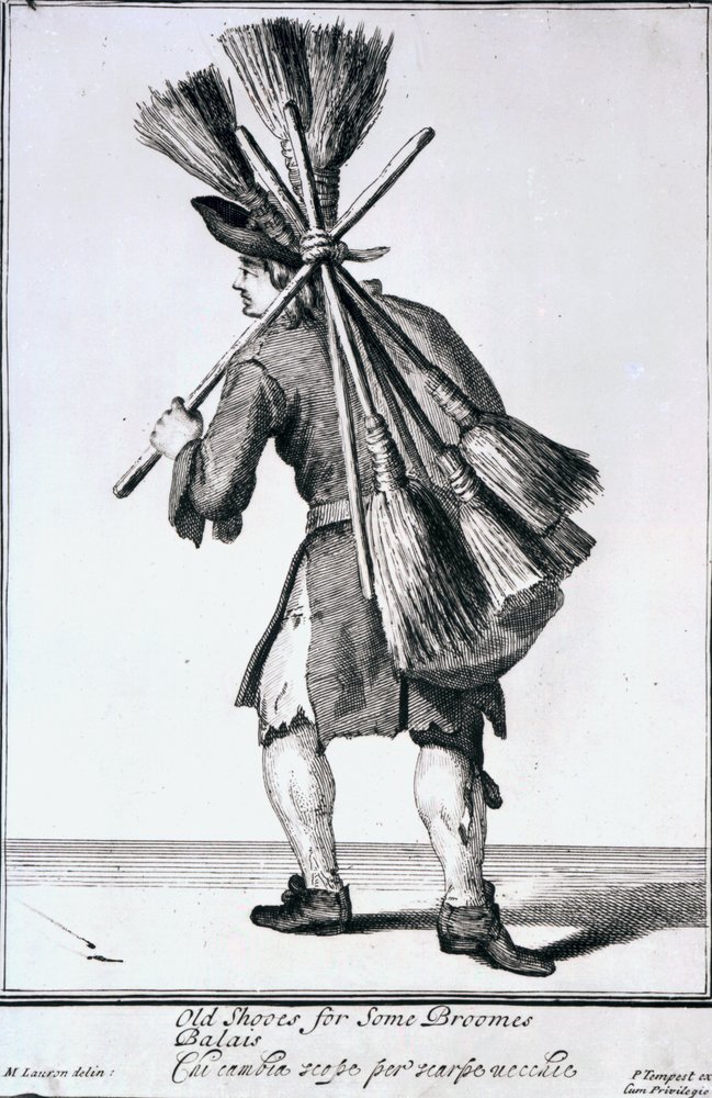 Old Shoes for Some Broomes, a "Cryes of the City of London"-ból, 1688 körül alkotó: Marcellus the Elder Laroon