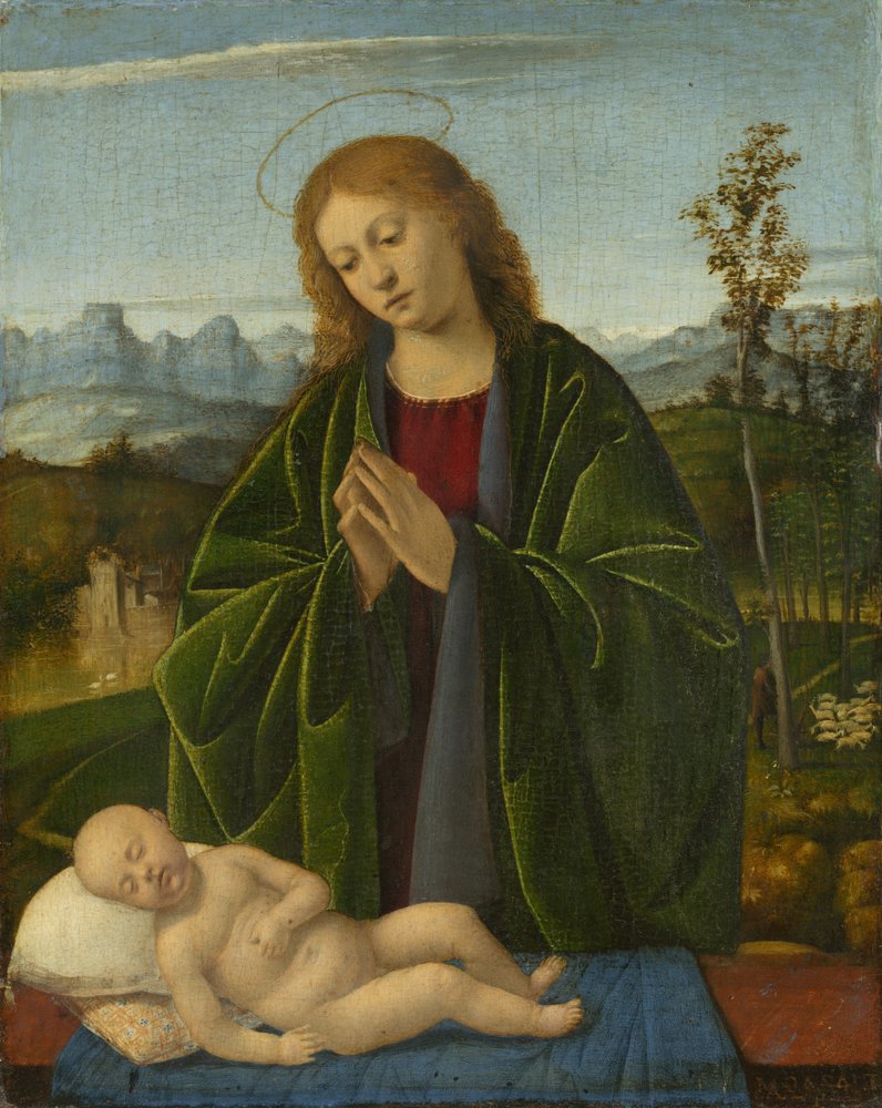 Madonna imádja a gyermeket, c. 1520. alkotó: Marco Basaiti
