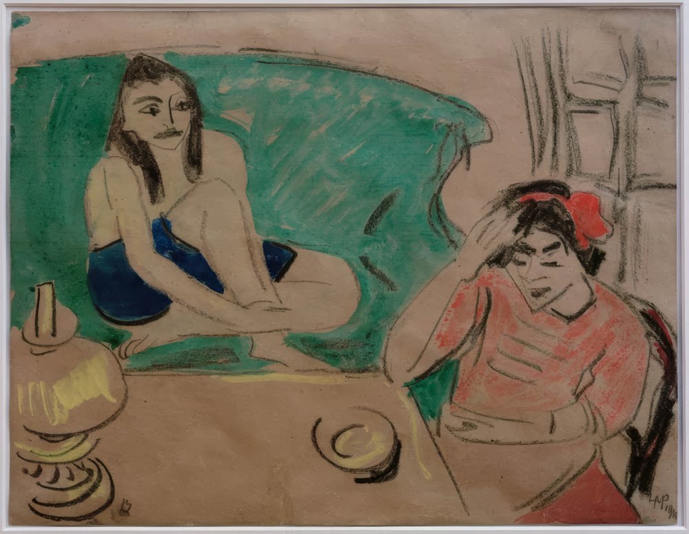 Két lány az asztalnál alkotó: Max Pechstein