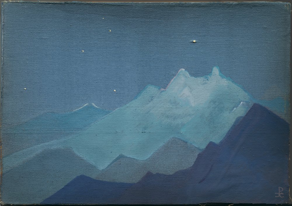 Himalája, holdfényes hegyek, vázlat, 1933 alkotó: Nicholas Roerich