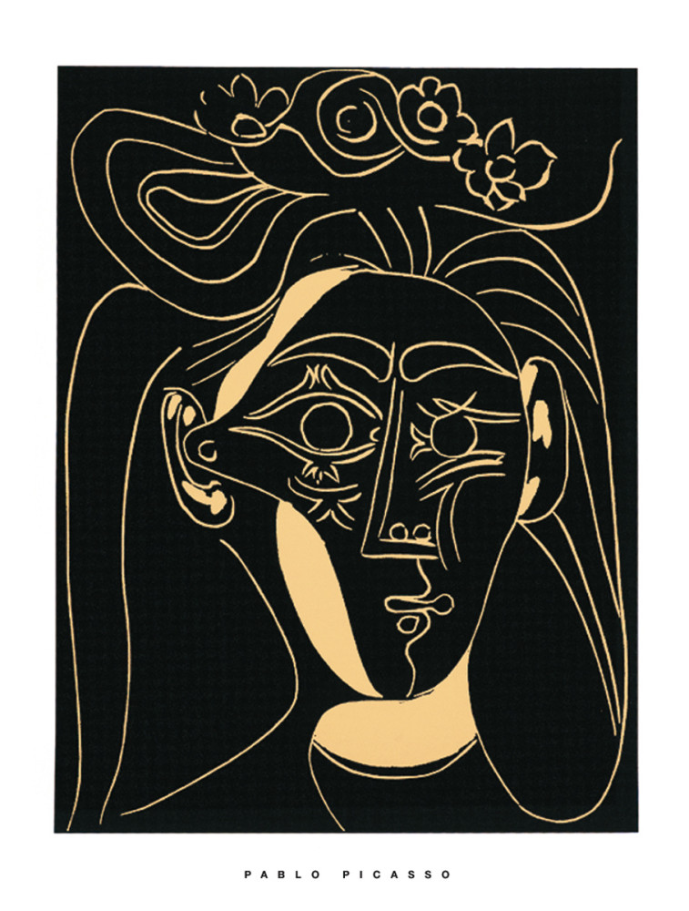 Virágos kalapos nő, 1962 alkotó: Pablo Picasso