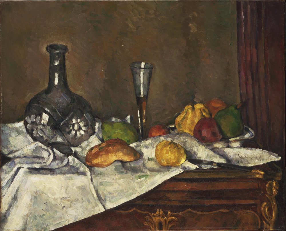 Csendélet desszerttel alkotó: Paul Cézanne