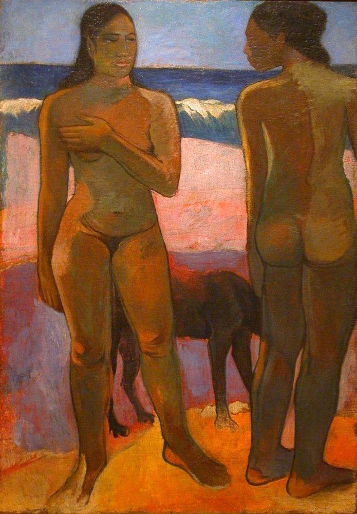 Két akt egy tahiti tengerparton alkotó: Paul Gauguin