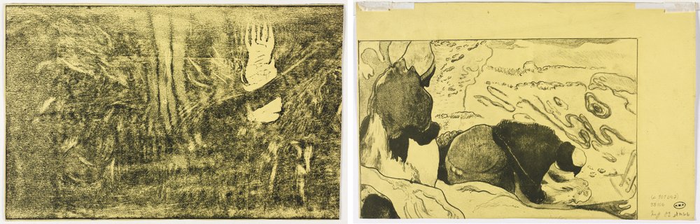Az ördög beszél (Mahna No Varua Ino) (recto); Ruhamosó nők (fordítva) alkotó: Paul Gauguin