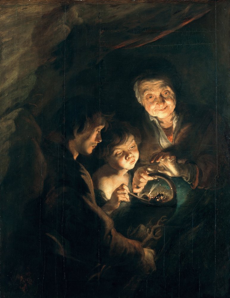 Idős asszony kosár szénnel alkotó: Peter Paul Rubens