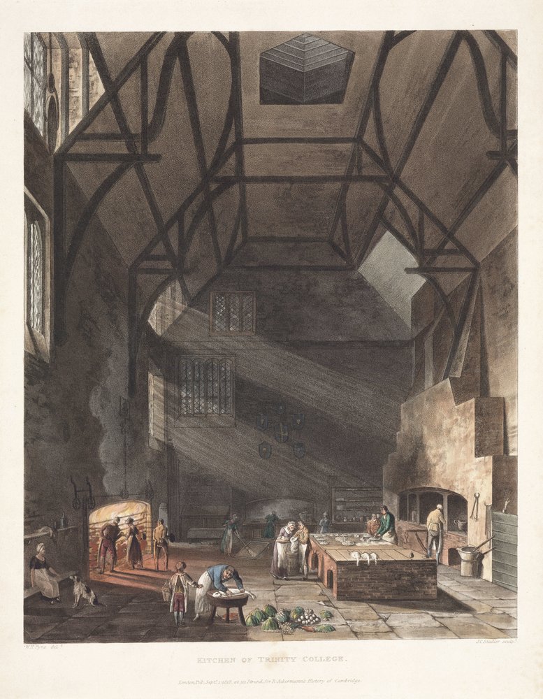 „Kitchen of Trinity College”, Cambridge, 19. század eleje alkotó: John Pardon