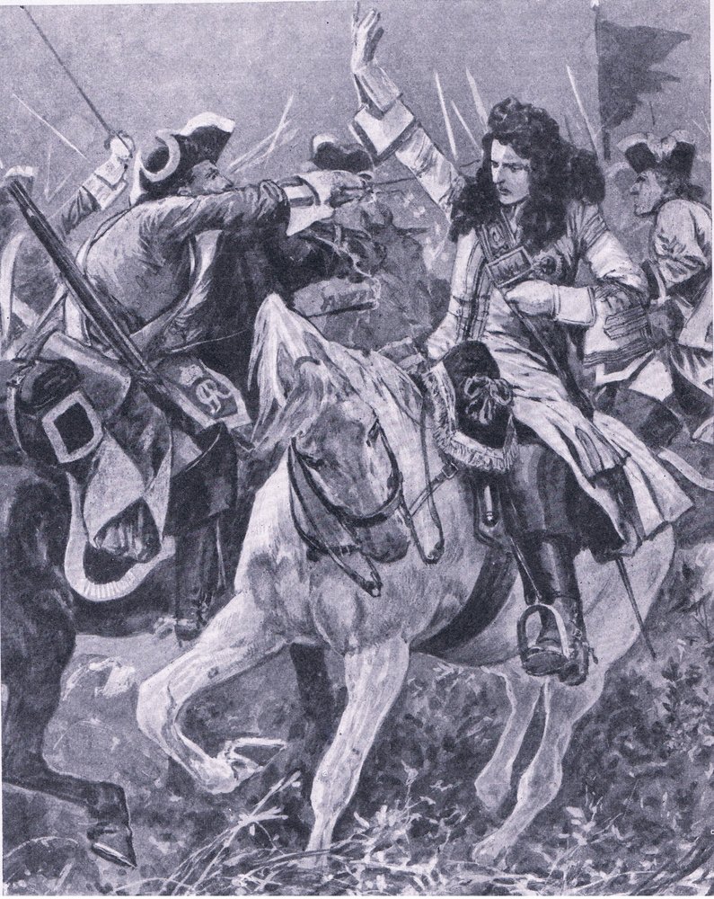 A malplaqueti csata, 1709. szeptember 11., illusztráció a brit csaták szárazföldön és tengeren című filmből, 1915 alkotó: Richard Caton Woodville junior