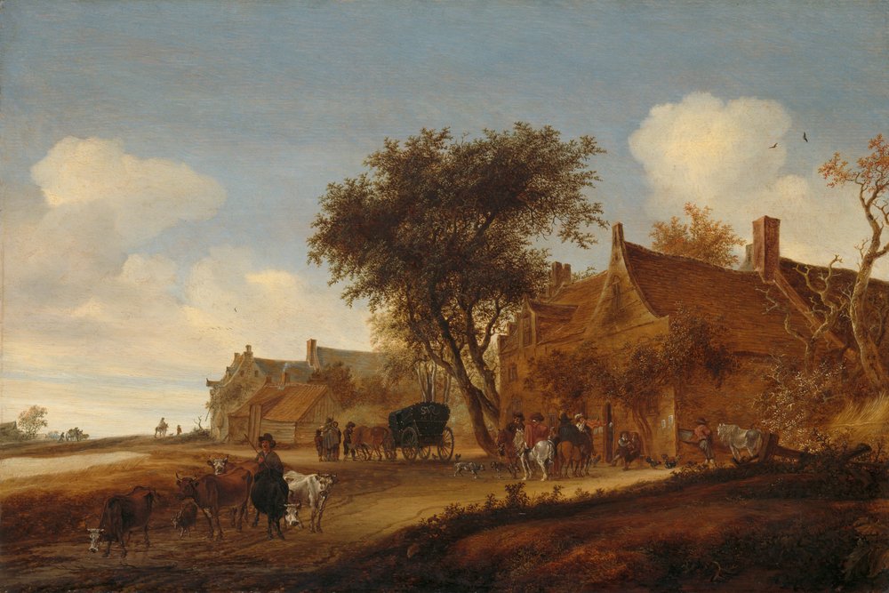 Falusi fogadó postakocsival alkotó: Salomon van Ruysdael