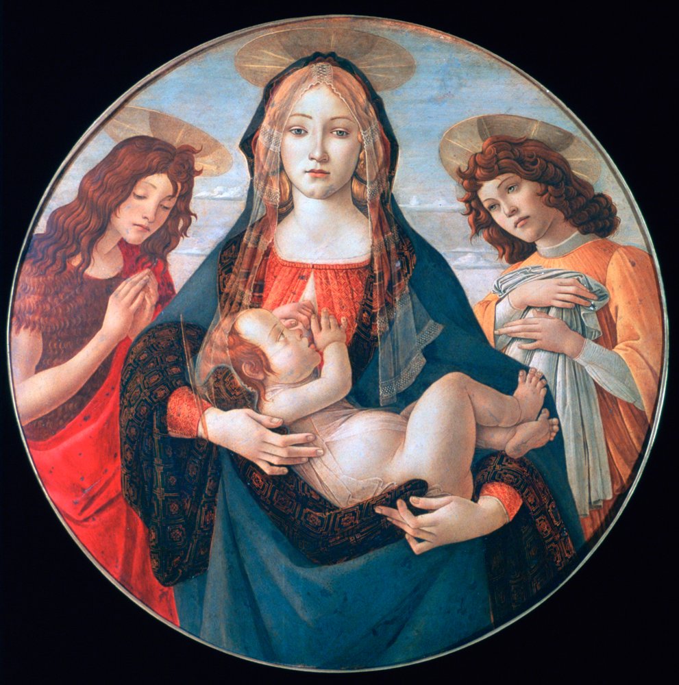 Szűz Mária a gyermekkel, Szent Jánossal és egy angyallal, kb. 1490 alkotó: Sandro Botticelli