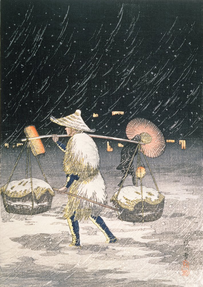 Éjszakai hó, 1930-as évek (színes fatömb nyomat) alkotó: Takahashi Hiroaki