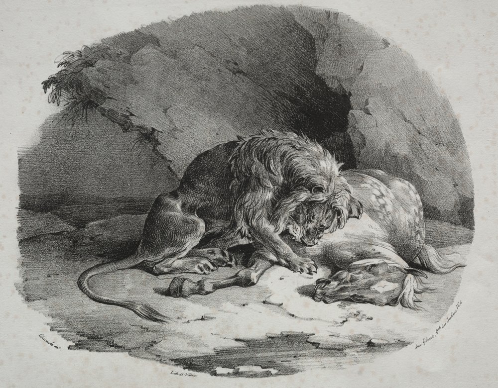 Az oroszlán felfalta ló alkotó: Theodore Gericault