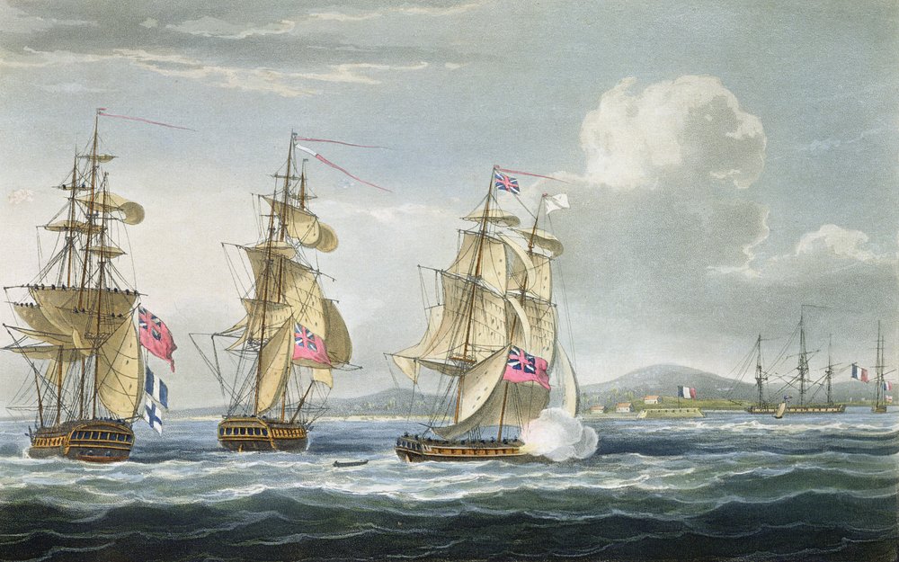 A tamatave-i erőd megadása, T. Sutherland metszete J. Ralfe The Naval Chronology of Great Britain című, 1820-ban megjelent művéhez alkotó: Thomas Whitcombe