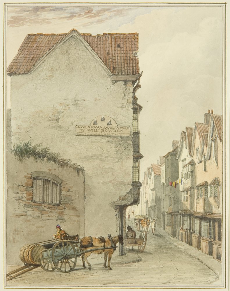 A hátsó utca délre néz (akvarell papíron) alkotó: Thomas Leeson the Elder Rowbotham