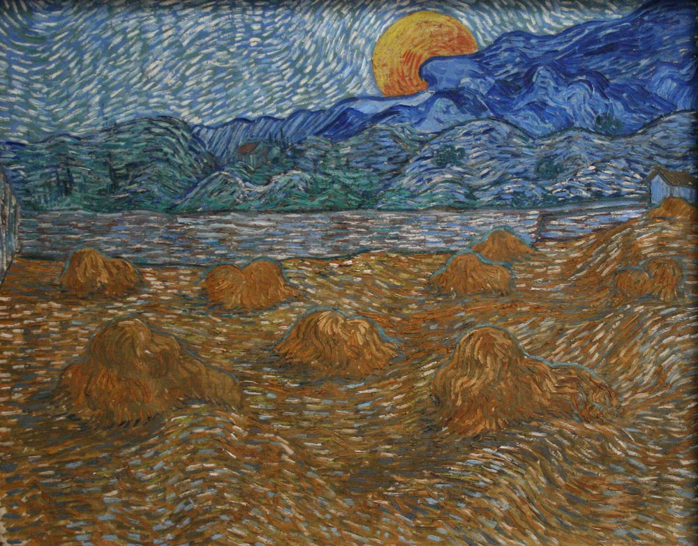 Táj búzakévékkel és felkelő holddal alkotó: Vincent van Gogh