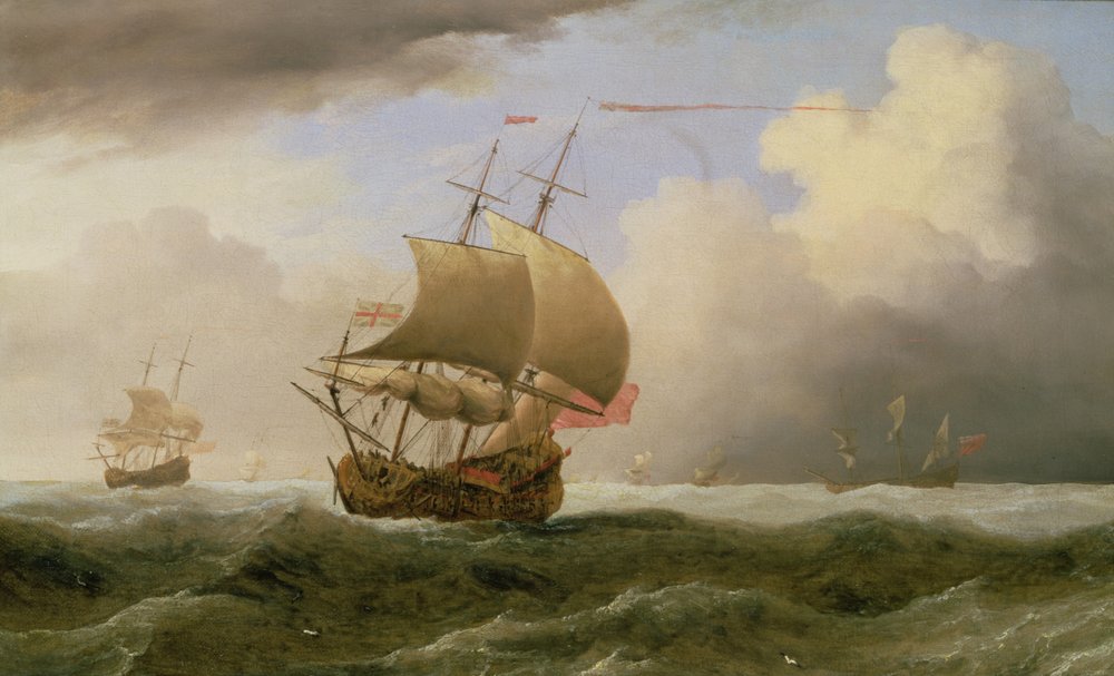 Erős szélben közeli vontatású angol hajó (olaj) alkotó: Willem van de Velde the Younger