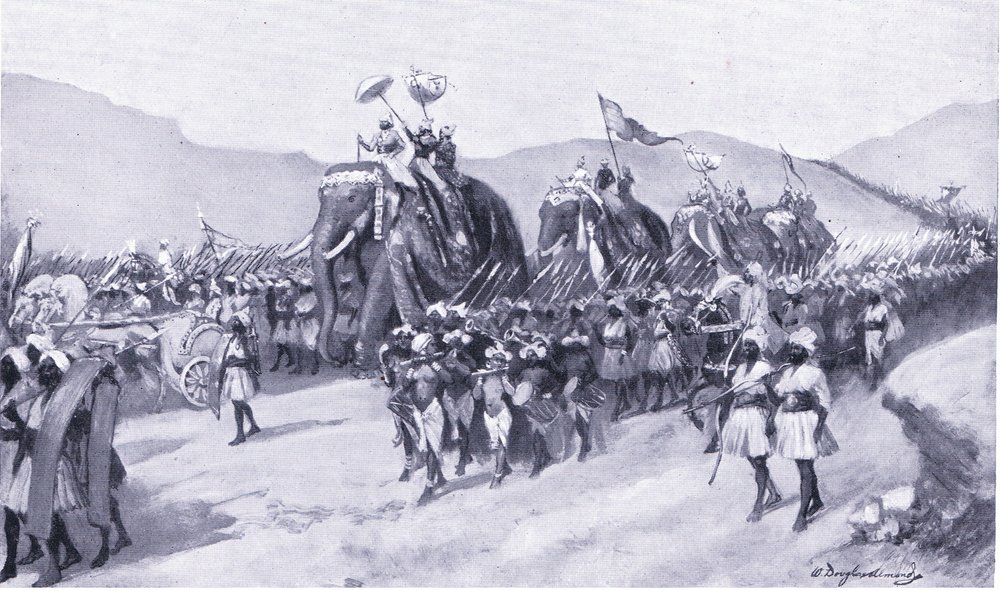 Vikramadaditya Gupta kivonul a háborúba i.sz. 395-ben alkotó: William Douglas Almond