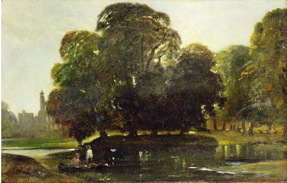 Eton és a Fellows Eyot képe, 1835-45 körül (olaj, papír a panelen) alkotó: William James Muller