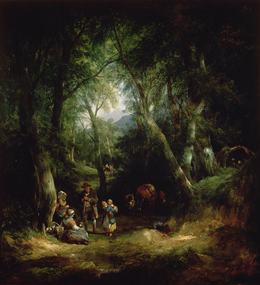 Cigánytábor a New Forestben, 19. század alkotó: William Joseph Shayer