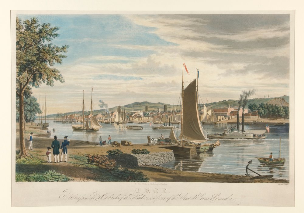 Trója. A Hudson nyugati partjáról készült, az Egyesült Államok Arzenálja előtt. alkotó: William James Bennett