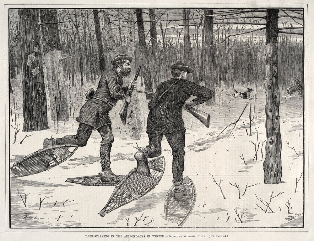 Szarvasvadászat az Adirondack-hegységben télen alkotó: Winslow Homer