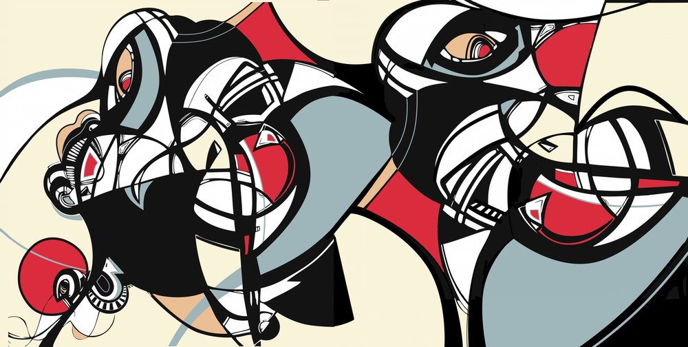 Absztrakt kubista arcok alkotó: Alejandra Winkhaus