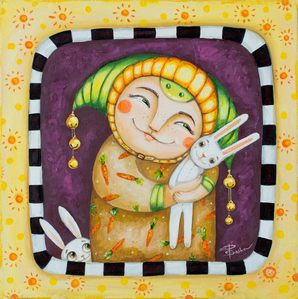 Mosolygós figura és nyuszik alkotó: Aleksandra Paranchenko