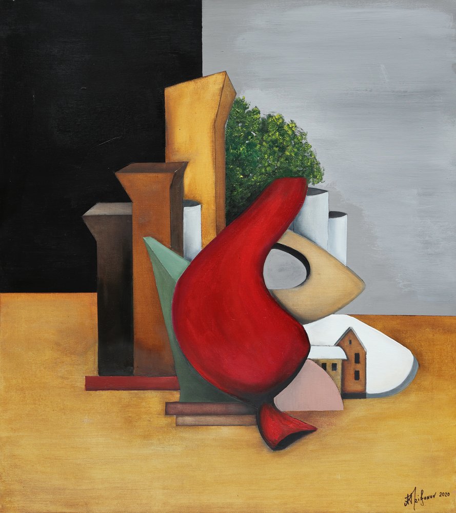 Piros geometrikus város alkotó: Alexander Trifonov