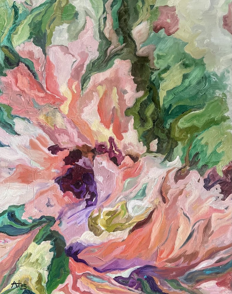 Élénk virágos absztrakt alkotó: Alexandra Higgins