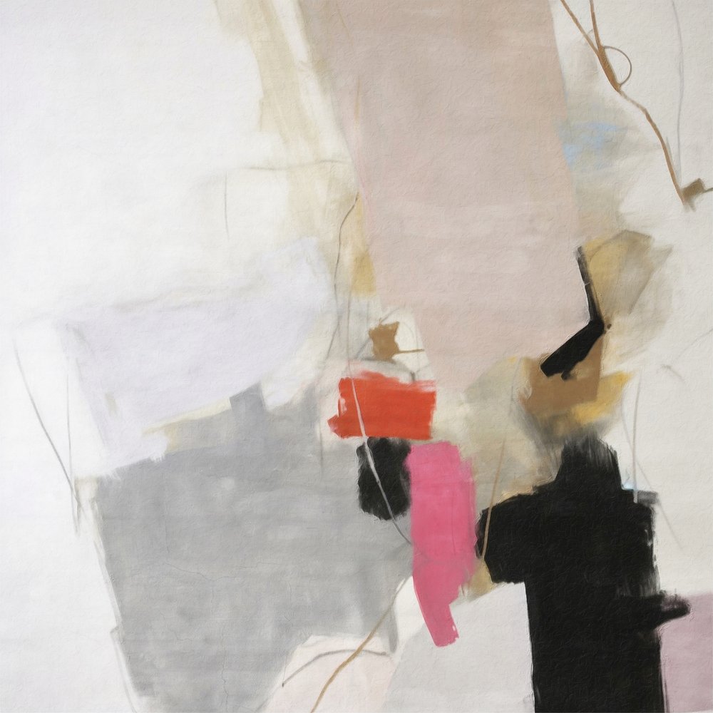 Modern, szürkés-rózsaszínű absztrakt alkotó: Alma