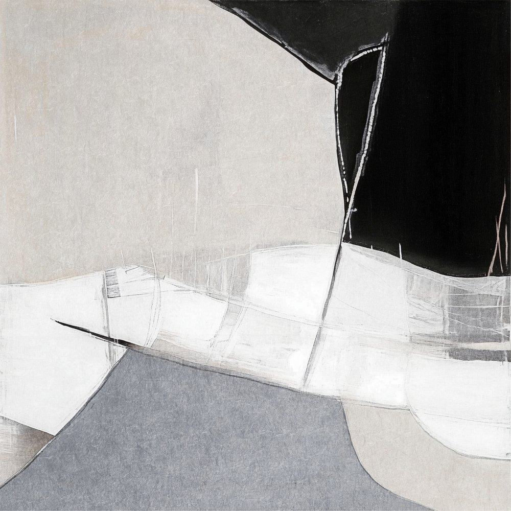 Monokróm absztrakt kompozíció alkotó: Alma