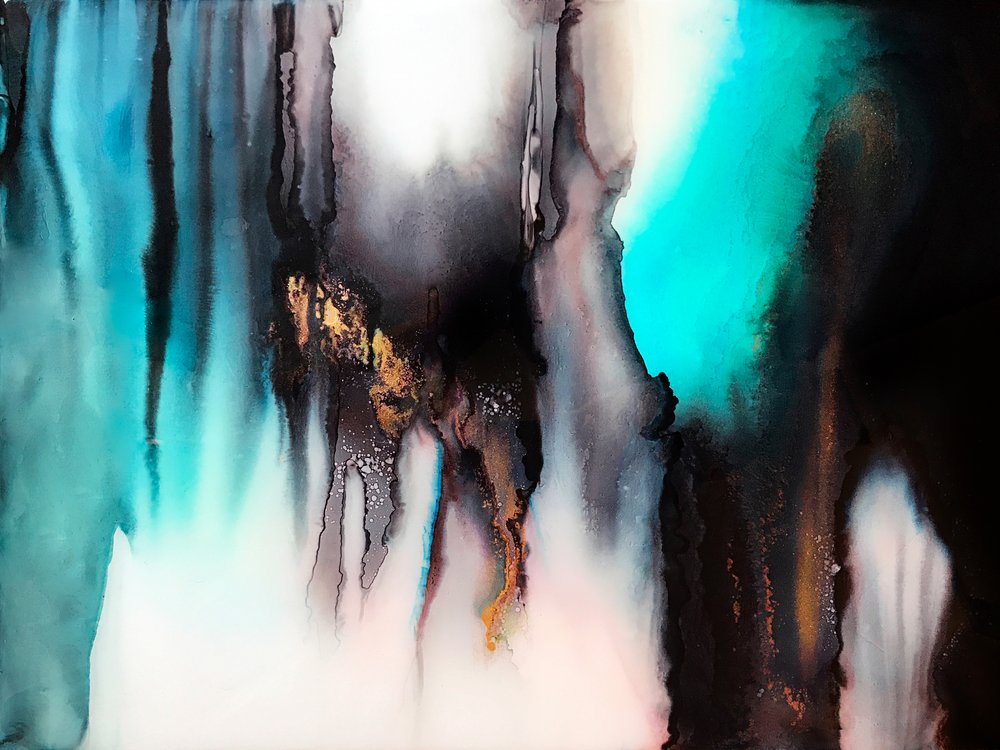 Absztrakt: Teal Gold Flow alkotó: Alyson Storms