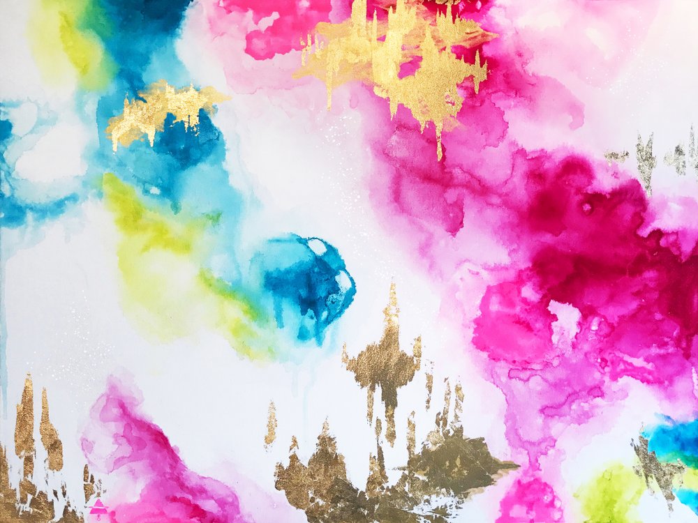 Arany, rózsaszín és kék tinta alkotó: Alyson Storms