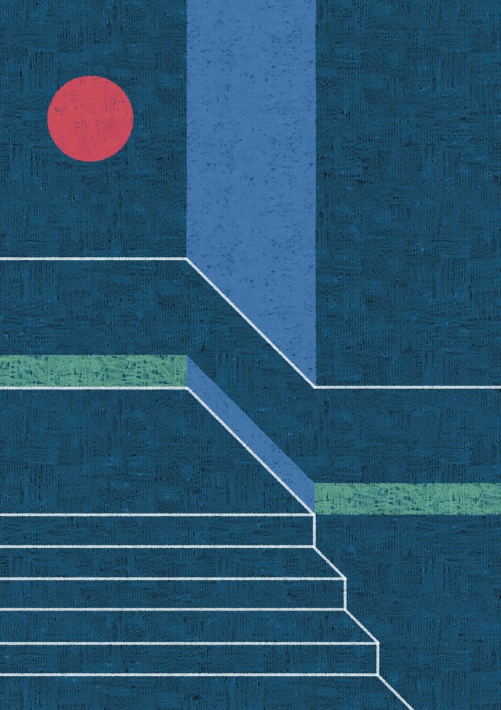 Piros kör, kék lépcsők alkotó: Amy Louise Baker