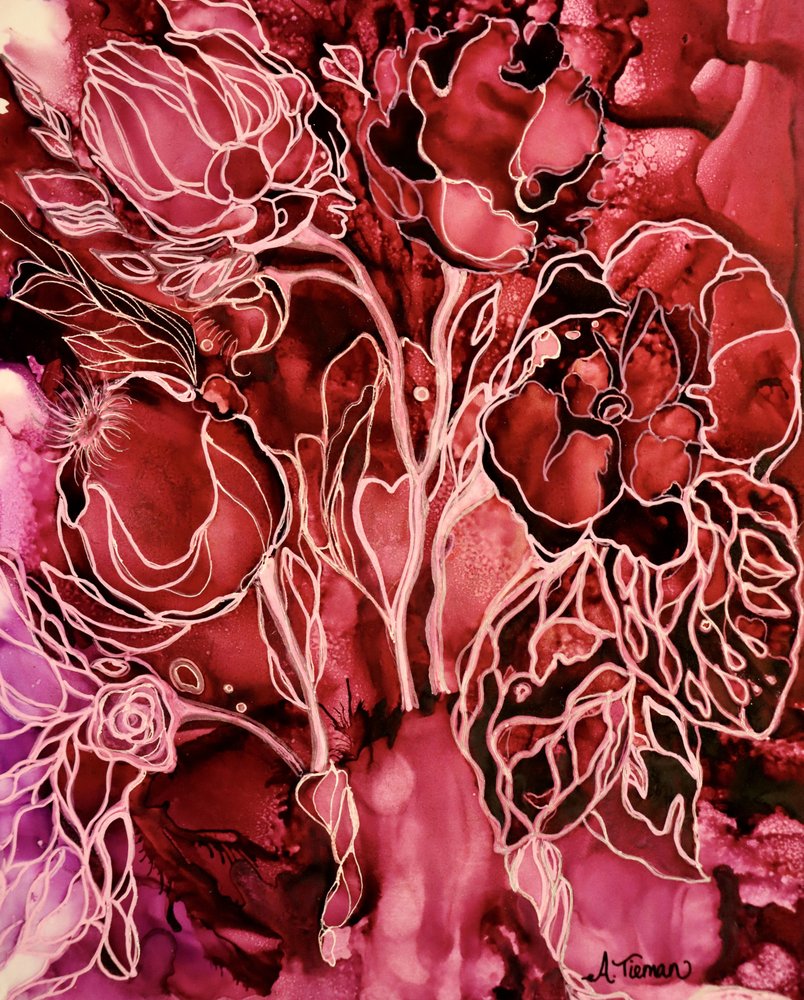 Bíborvörös virágáradat alkotó: Amy Tieman